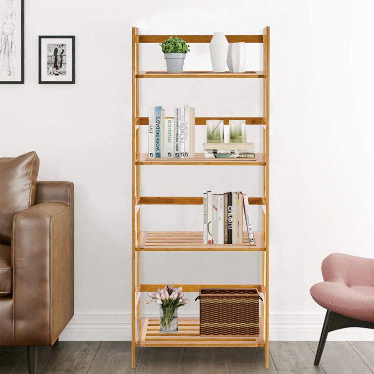 Calorful 47.5'' H x 19'' W Solid Wood Ladder Bookcase Wayfair